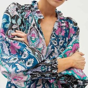 MARIACHER purple blue long sleeve blouse